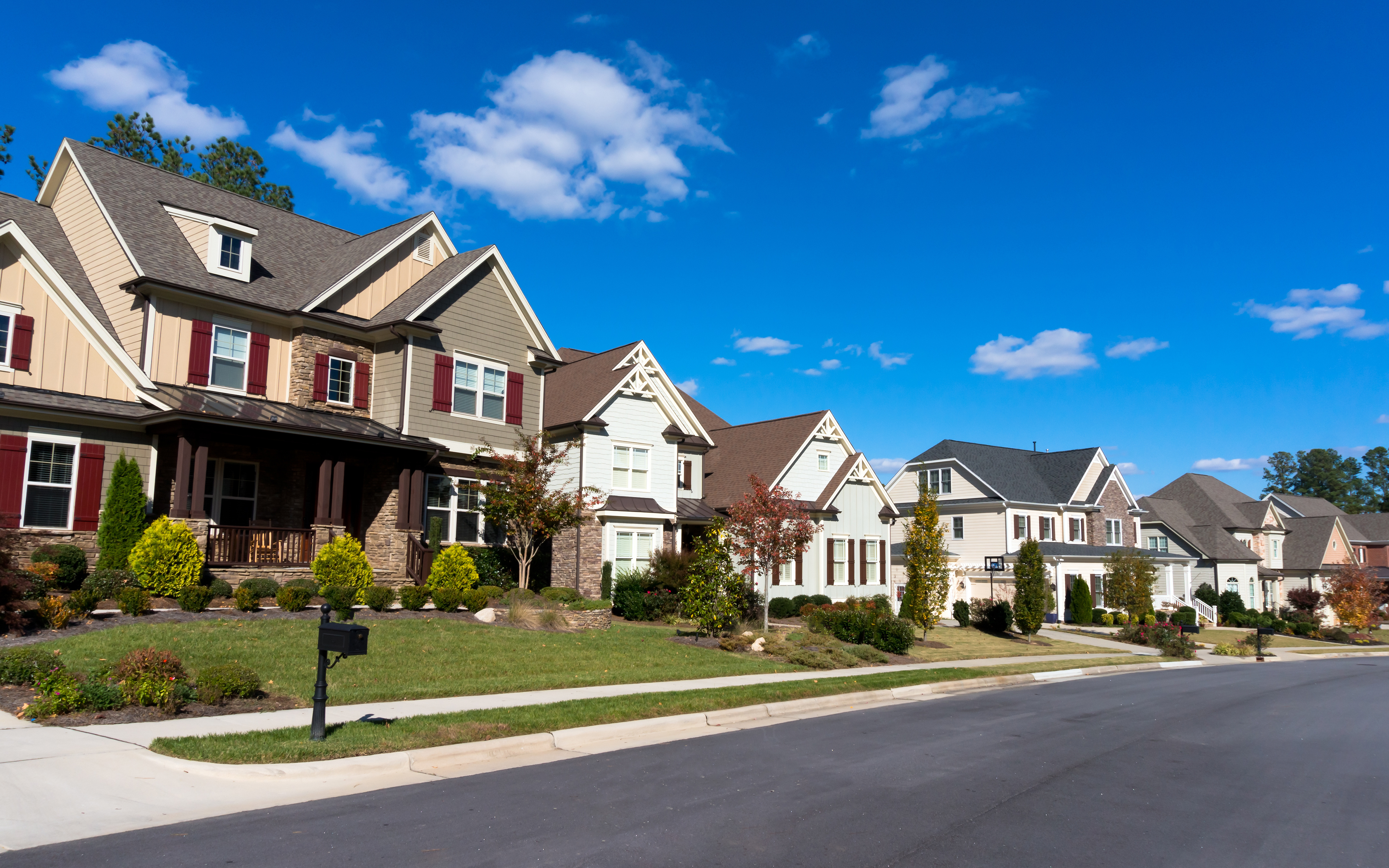 Street of large suburban homes