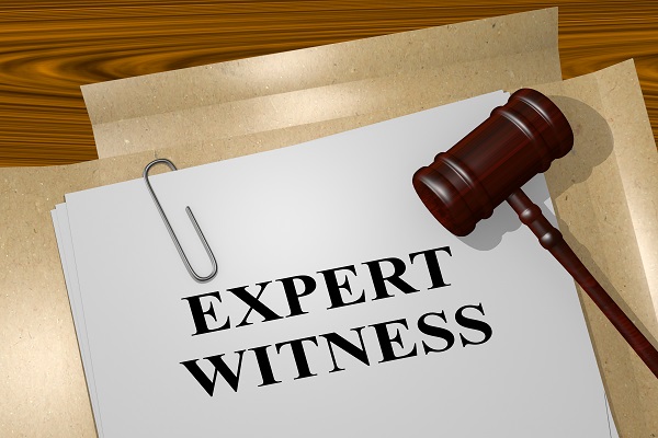 3D illustration of "EXPERT WITNESS" title on legal document