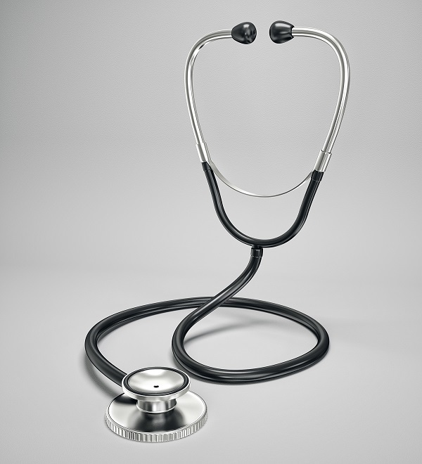 conceptual stethoscope isolated on a grey background